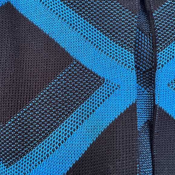 Ming Wang Women's Blue Black Diamond Print Cardigan Sweater Jacket ~Petite Large - Picture 4 of 7